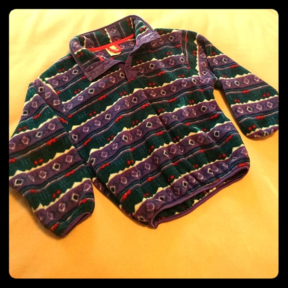 LL Bean Vintage Snap T Pullover Fleece Jacket
